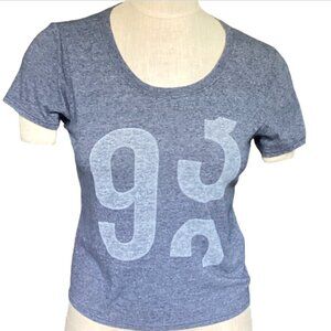 Abercrombie & Fitch Cropped Short Sleeve Graphic Tee Jrs L Blue #42J